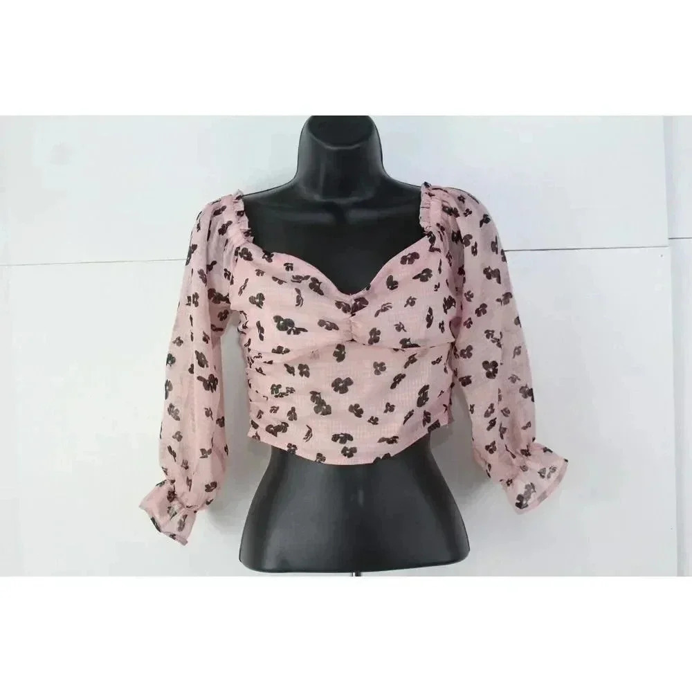 ladies Leith crop top blouse size XS